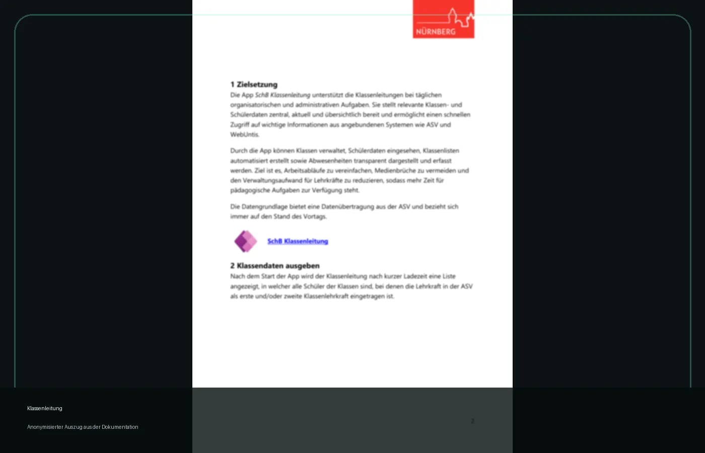 Anonymisierter Screenshot der Klassenleitung-Dokumentation